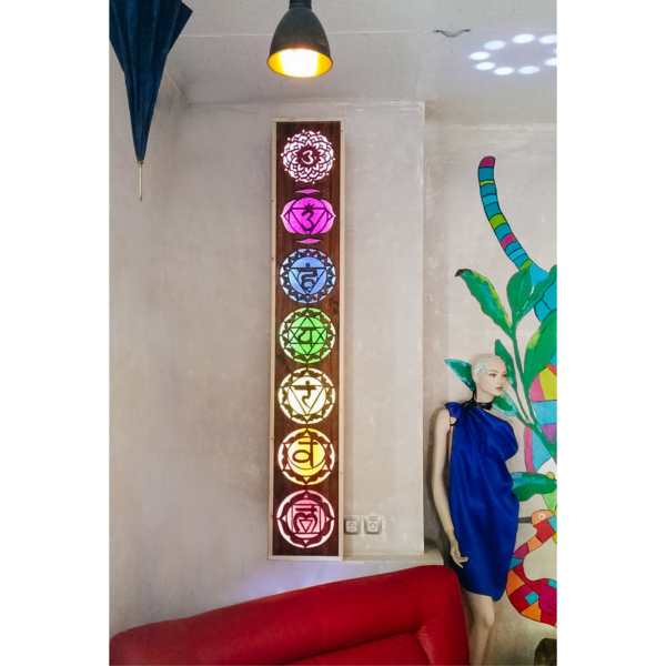 Shop for «Chakra Totem» custom designed wooden art mandala decor from 500.00€ made by InWoodVeritas wood artist with worldwide delivery