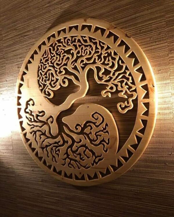 Tree of Life Handmade Wooden Yin-Yang Mandala