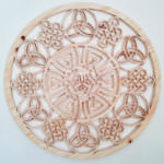 Wooden art celtic mandala with custom design on white wall