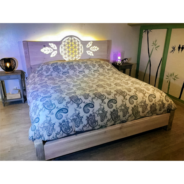 Shop for Wooden bed headboard carved with custom lacy pattern from 950.00€ made by InWoodVeritas wood artist with worldwide delivery